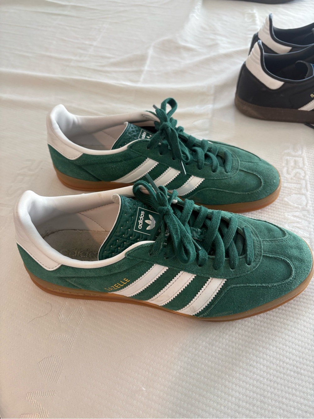 adidas Green Suede Sneakers with White Stripes - Picture 1 of 2